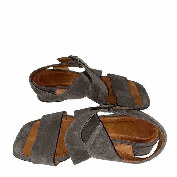 Chie Mihara 37.5 Grey Suede Chunky Heel Sandals - Picture 4 of 11